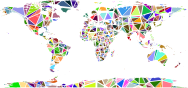 Low Poly Shattered World Map No Background
