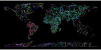 Low Poly Shattered World Map Wireframe