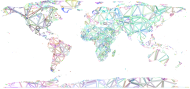 Low Poly Shattered World Map Wireframe No Background