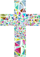 Low Poly Stained Glass Cross 3 No Background