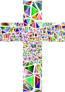 Low Poly Stained Glass Cross 5 No Background