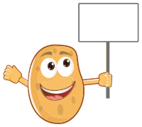 Anthropomorphic Potato Holding Sign
