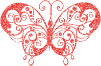 Ruby High Detail Flourish Butterfly Silhouette