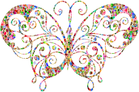 Chromatic Tiled Flourish Butterfly Silhouette