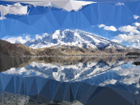 Low Poly Chinese Mountain Lake Reflection