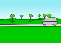 Cartoon car passing by
