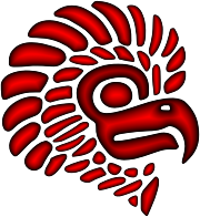 Crimson Stylized Mexican Eagle Silhouette