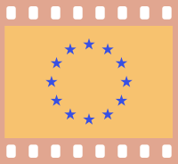 Flag of Europe in a 35 mm film frame (negative)