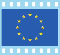 Flag of Europe in a 35 mm film frame (positive)