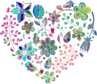 Prismatic Psychedelic Floral Heart No Background