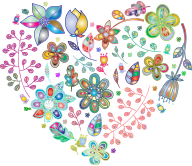 Prismatic Psychedelic Floral Heart 2 No Background