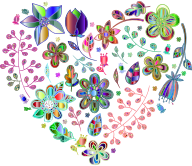 Prismatic Psychedelic Floral Heart 4 No Background