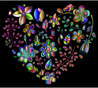Prismatic Psychedelic Floral Heart 5