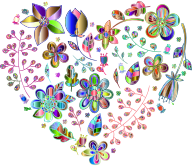 Prismatic Psychedelic Floral Heart 5 No Background