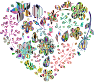 Prismatic Psychedelic Floral Heart 6 No Background