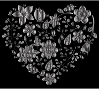 Grayscale Floral Heart 2