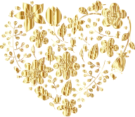 Gold Floral Heart No Background