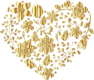 Gold Floral Heart Variation 2 No Background
