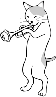 Anthropomorphic Trumpet Playing Cat