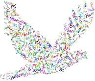 Prismatic Flying Peace Dove Typography No Background