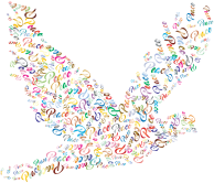 Prismatic Flying Peace Dove Typography 2 No Background