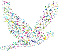 Prismatic Flying Peace Dove Typography 3 No Background