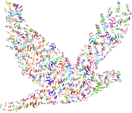 Prismatic Flying Peace Dove Typography 4 No Background