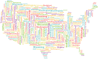 America States And Capitals Word Cloud No Background