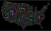 Prismatic Distorted America States And Capitals Word Cloud