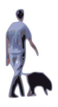 man walking dog