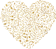 Gold Musical Heart 4 No Background
