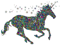 Polyprismatic Tiled Magical Unicorn Silhouette With Background