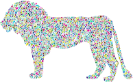 Polyprismatic Tiled Lion Profile Silhouette