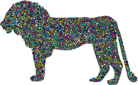 Polyprismatic Tiled Lion Profile Silhouette With Background