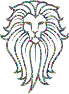 Polyprismatic Tiled Lion Face Tattoo With Background