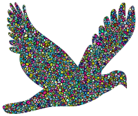 Polyprismatic Tiled Flying Dove Silhouette With Background