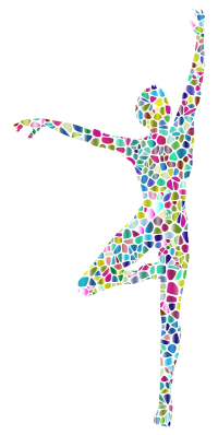 Polyprismatic Tiled Dancing Woman Silhouette