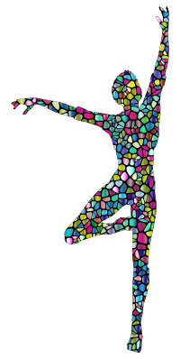 Polyprismatic Tiled Dancing Woman Silhouette With Background