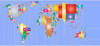 World Map Mondrian Mosaic 3