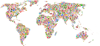 Polychromatic Tiled World Map No Background