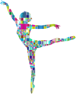 Prismatic Mosaic Lithe Dancing Woman Silhouette