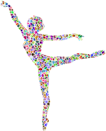 Polychromatic Tiled Lithe Dancing Woman Silhouette No Background