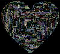 Multilingual Love Heart Word Cloud