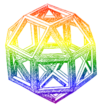Rhombicuboctahedron, by Leonardo da Vinci, in a Blend of Rainbow Colors