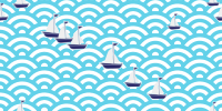 blue wave with yacht
