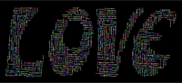 Prismatic Retro Love Typography Word Cloud