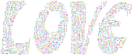 Prismatic Retro Love Typography Word Cloud No Background