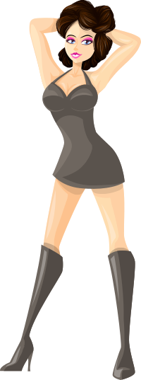 Young lady 2 (brown hair, light skin, plain dress #1)