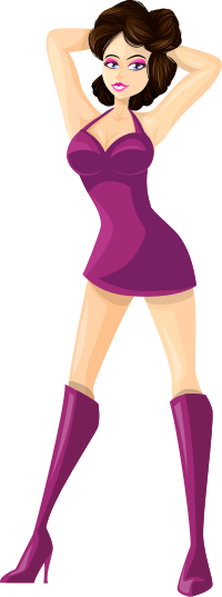 Young lady 2 (brown hair, light skin, plain dress #2)