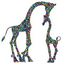 Polyprismatic Tiled Mother And Child Giraffe Silhouette Variation 2
